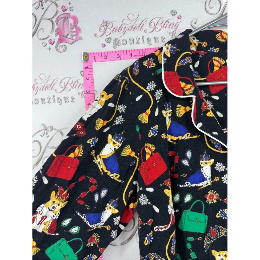 BedHead pjs set top and pants Black Corgi & Colorful Accessory Print Pajama Set - Picture 8 of 15